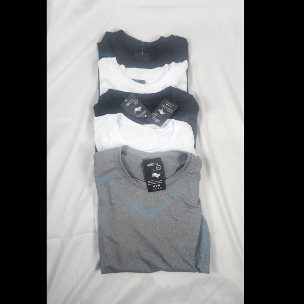 5 pc Crivit Men's Compression Long Sleeve Crew Neck Activewear T-Shirt XlL
